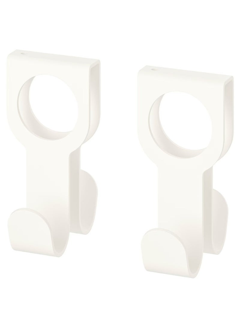 White Clothes-Rail Hooks 2-Pack - Image 1