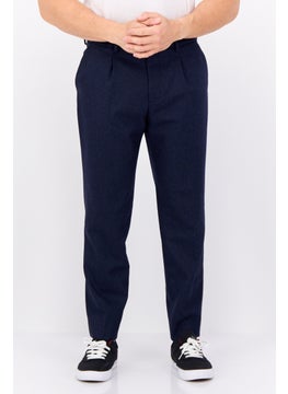GANT Men Slim Fit Solid Straight Leg Pants, Dark Blue  - Image 1