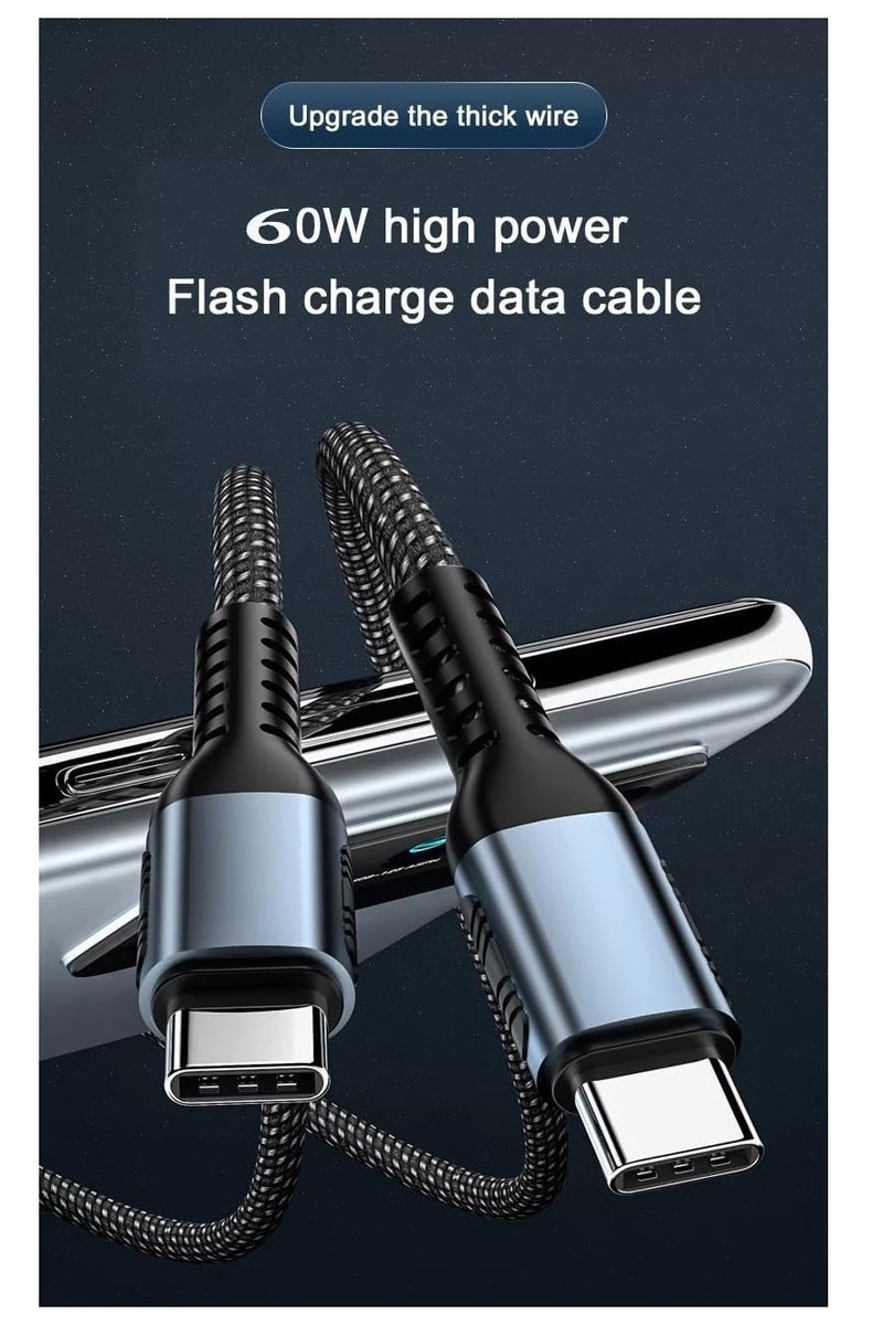 جو-ديز كابل شحن سريع من Go-Des USB C، 60 واط، 1 متر، 20 فولت 5 أمبير، كابل شحن سريع من النوع C من مادة PVC PD، مناسب لأجهزة iPhone 16 Pro Max، وMacBook Air/Pro، وiPad، وSamsung Galaxy S25 Ultra/24/23، وPixel، وSwitch، وشاحن USB - Image 5