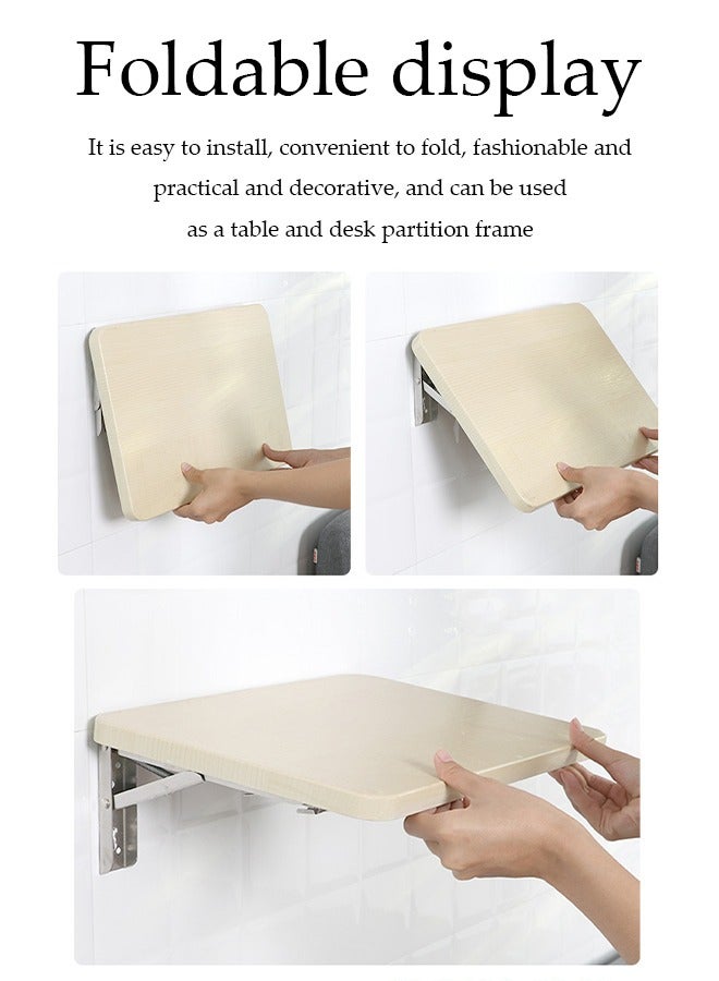 DUNISO Wall mounted floating shelves,foldable wooden storage rack, display rack, with stainless steel rack, no drilling required, suitable for bedrooms, living rooms, bathrooms, kitchens, offices，30*20cm - Image 3