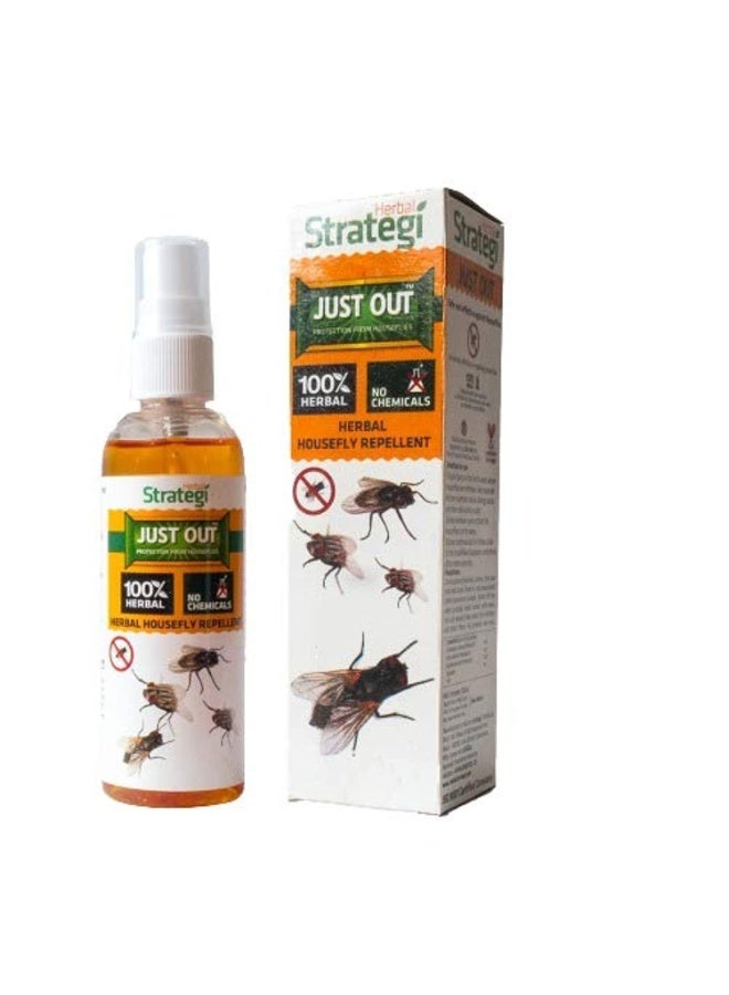 Herbal Strategi – JustOut Herbal Fly Spray | Room spray | Herbal Friendly | Herbal Housefly repellent | Made with Lemongrass oil, Cedarwood oil & Neem oil| Eco-friendly & Biodegradable | Zero side effect | Natural Aromatic oil | Irritant-Free, Chemical-Free |Baby-Safe, Skin-Safe, Plant-Safe | 100mL - Image 1