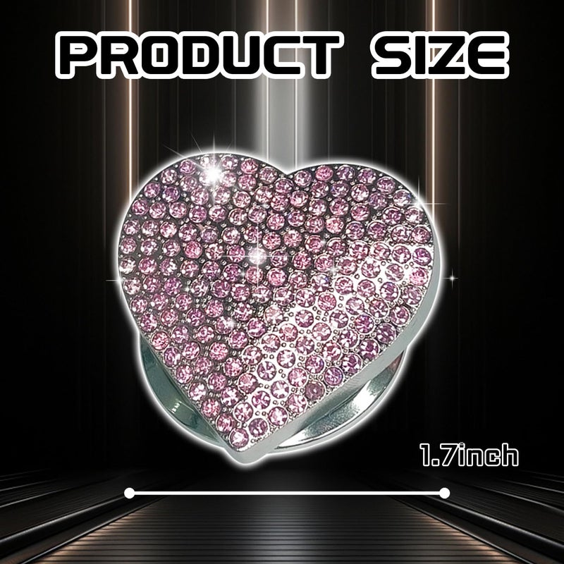 QBOONPT Heart Shape Car Engine Start Button Cover, Sparkly Rhinestone Ignition Button Decal, Bling Car Accessories for Women, Car Interior Accessories Push Start Button Cover Decorativeï¼ˆPinkï¼‰ - Image 2