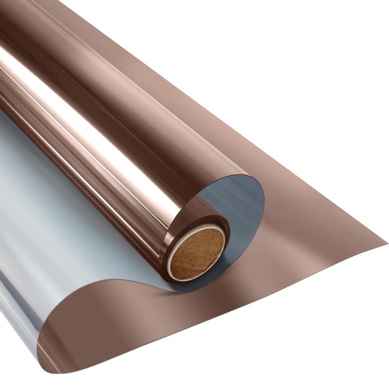 KESPEN WINDOW FILMS KESPEN Window Film One Way Daytime Privacy Static Cling Sun Blocking Anti UV Reflective Window Tint for Home and Office, Brown-Silver, 17.5 Inch X 6.5 Feet