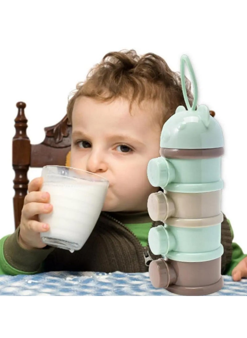 4 Grid Portable Milk powder box container Toddle Baby Snacks Food Storage Box Formula Dispenser Milk Powder Bottles -22*7.5cm Green - Image 5