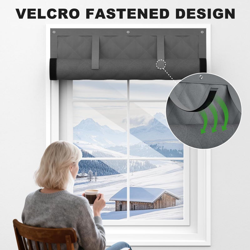 AGHITG Thermal Window Cover for Winter,38" X 62" for Window Insulation for Summer Heat, Oxford Cloth Cotton Layer Window Sun Blocker to Keep Heat, Window Insulation Kit Fits Up to 3 x 5 Ft Window - Image 3