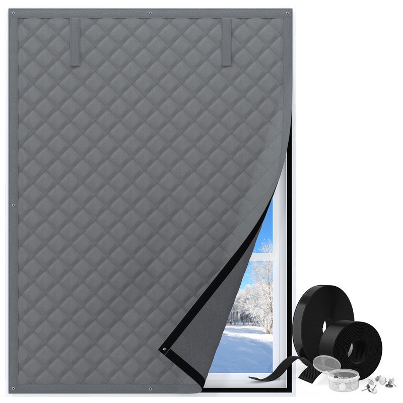 AGHITG Thermal Window Cover for Winter,38" X 62" for Window Insulation for Summer Heat, Oxford Cloth Cotton Layer Window Sun Blocker to Keep Heat, Window Insulation Kit Fits Up to 3 x 5 Ft Window - Image 1