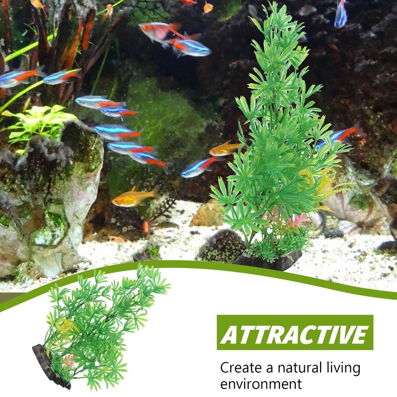 2Pcs Medium Artificial Plastic Aquarium Plants Realistic Betta Fish Tank Decor - Image 4