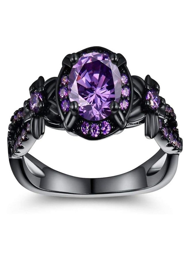 VOLUKA Eternity Ring for Women,18K Black Gold Plated Created Opal/Mystic Topaz/Amethyst Garnet Wedding Engagement Promise Rings Band, Brass, Cubic Zirconia - Image 1