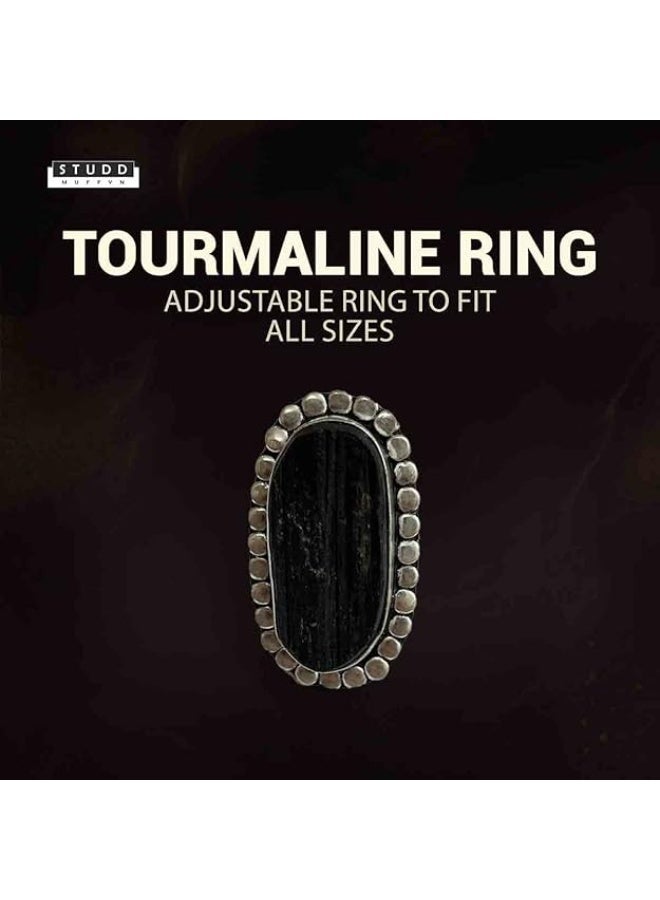 Studd Muffyn | Crystal Shield (Pyrite Geode adjustable ring & Black Tourmaline Ring) - Image 4