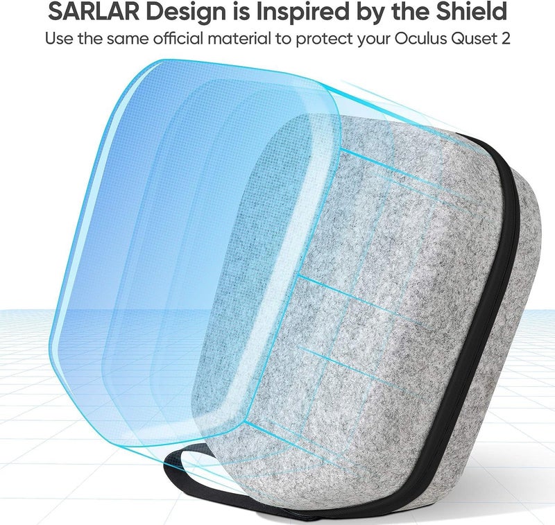 SARLAR حقيبة حمل صلبة كبيرة الحجم متوافقة مع Meta Quest 3/3S/Quest 2 حزام النخبة الرسمي و BOBOVR M3/M2 Pro، تصميم KIWI، Saqico، حزام الرأس VZNEK مع بطارية وجميع الملحقات - Image 4