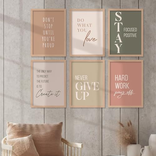 walllane - Motivational Wall Poster for Living Room, Bedroom, Office | Framed Painting | Poster With Frame | Frames For Wall Decor (10 Inch x 13 Inch) Set Of 6 Cate- 001 - Image 1