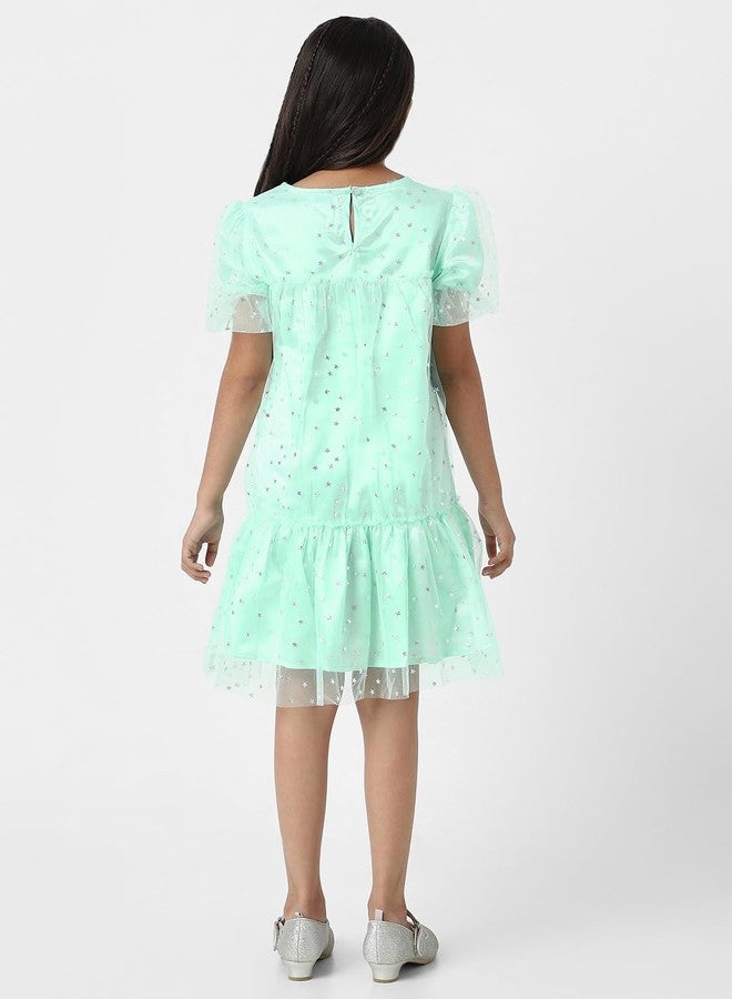 Nautinati Girls’ Green Mesh Dress - Image 3