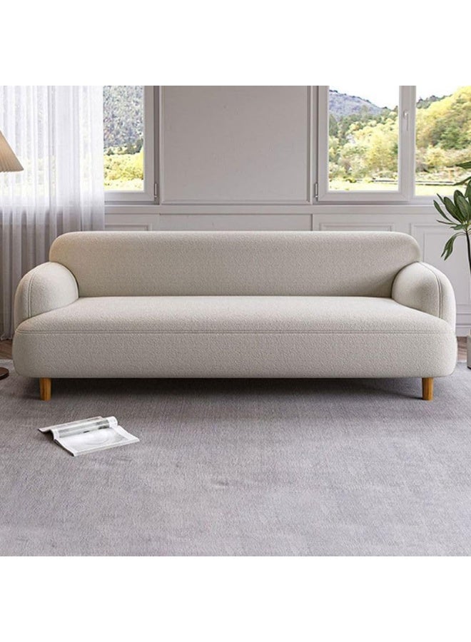 Ripple FURNITURE UAE Homes Modern Ivory Loveseat/Sofa, Recessed Arms, Solid Color Design, Contemporary Drawing Room - Image 1