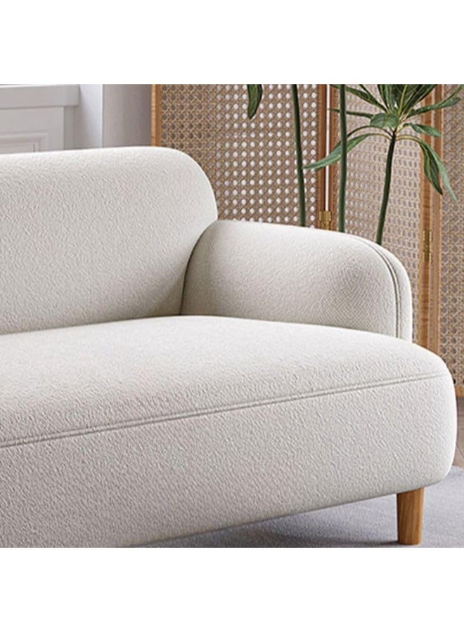 Ripple FURNITURE UAE Homes Modern Ivory Loveseat/Sofa, Recessed Arms, Solid Color Design, Contemporary Drawing Room - Image 5