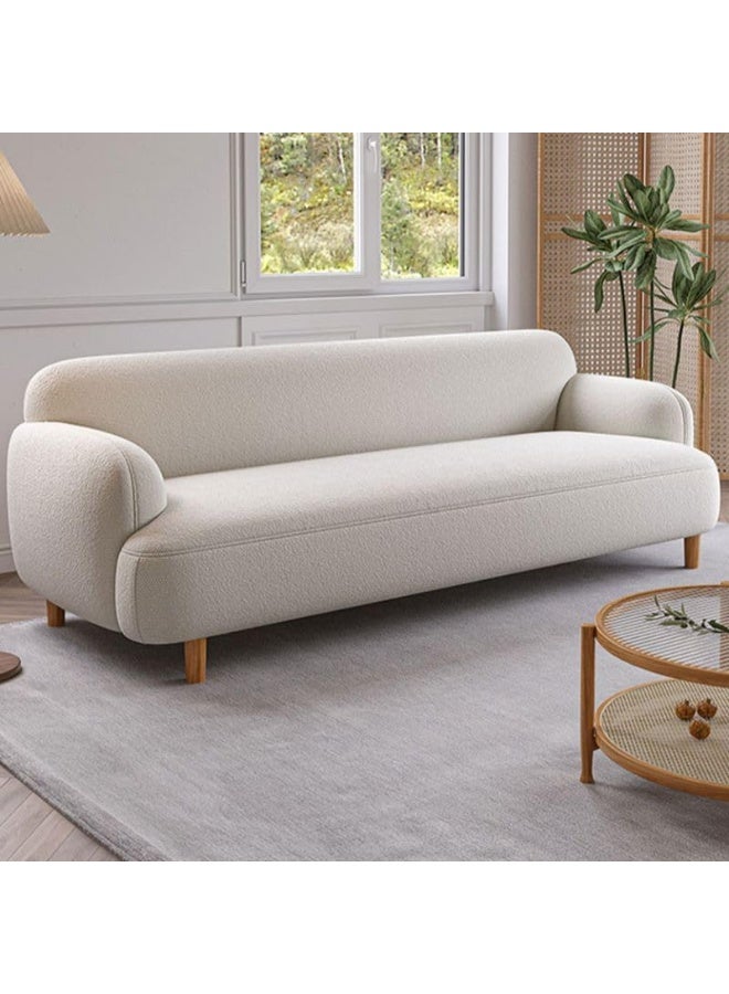 Ripple FURNITURE UAE Homes Modern Ivory Loveseat/Sofa, Recessed Arms, Solid Color Design, Contemporary Drawing Room - Image 3