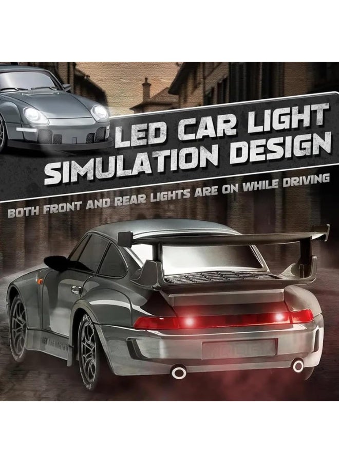 LBMT RC Drift Car With Two Rechargeble Batteries, 1:24 Scale Remote Control Vehicle with LED Lights, 2.4GHz 20KM/H 4WD High Speed RC Cars, Two Types of Tires - Drift Wheel and High-Speed Tires, Racing Sports Toy Idea Gift for Adults Boys Girls and Kids - Image 4