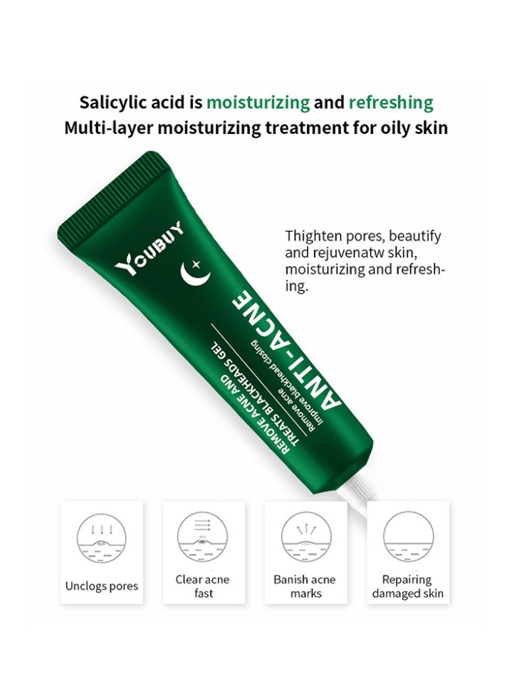 Youbuy مضاد لحب الشباب يزيل حب الشباب ويعالج الرؤوس السوداء جل الاستخدام الليلي يزيل حب الشباب والبثور ويعالج الرؤوس السوداء بحمض الساليسيليك يتحكم في زيت تقليص المسام تخفيف احمرار البشرة تفتيح الندبات كريم تتلاشى حب الشباب كريم مزيل حب الشباب 20 جم - Image 5