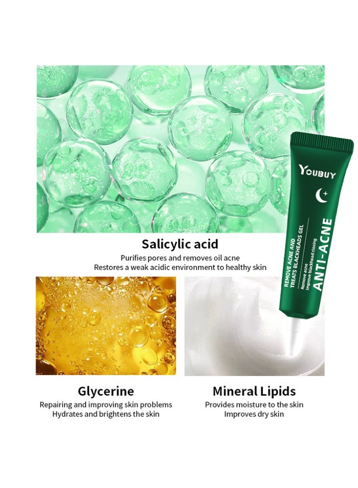 Youbuy مضاد لحب الشباب يزيل حب الشباب ويعالج الرؤوس السوداء جل الاستخدام الليلي يزيل حب الشباب والبثور ويعالج الرؤوس السوداء بحمض الساليسيليك يتحكم في زيت تقليص المسام تخفيف احمرار البشرة تفتيح الندبات كريم تتلاشى حب الشباب كريم مزيل حب الشباب 20 جم - Image 3