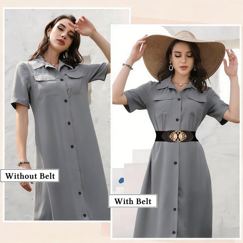 HANNEA® Wide Elastic Corset Belt for Women Dresses and Jeans Flexible Adjustable Fit, Stretch Elastic Construction, Lace-Up Detail, Vintage Styling for Dresses, Shirts, and Casual Outfit - Image 5