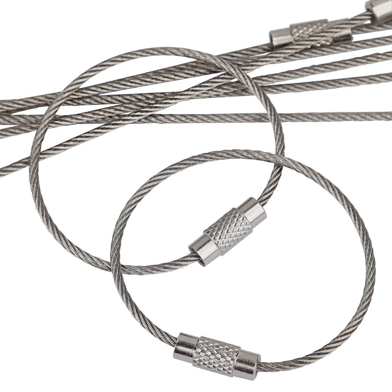 Pawfly Pawfly 5 Inch Wire Keychain Cable Large Stainless Steel Key Ring Loop Holder for Outdoor Hiking Heavy Duty Connectable Luggage Tag Keeper for Sport and Travel, 20 Pack  - Image 1