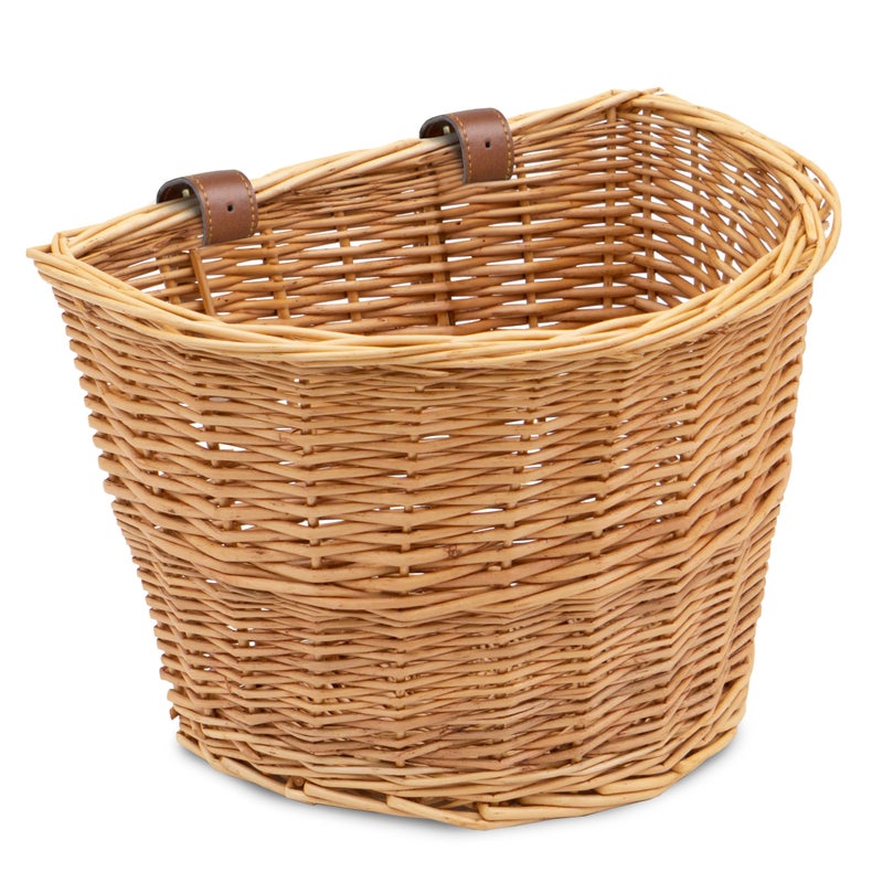 ProSource ProSource Wicker Bike Basket Front Cargo for Women and Men Fits Most Bikes Beach Cruiser Stationary Bike Ebike Road Bike Light Brown