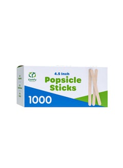 Comfy Package [1000 Count] 4.5 Inch Wooden Multi-Purpose Popsicle Sticks For Crafts, Ice, Ice Cream, Waxing, And Tongue Depressor Wood Sticks  - Image 1