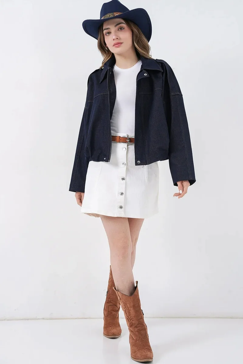 Big Dart BDART Oversized Crop Jacket with Zipper and Pocket
