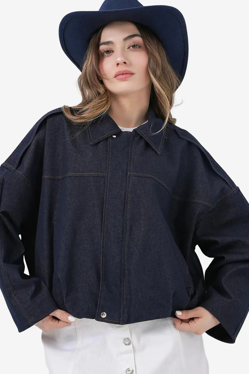 Big Dart BDART Oversized Crop Jacket with Zipper and Pocket