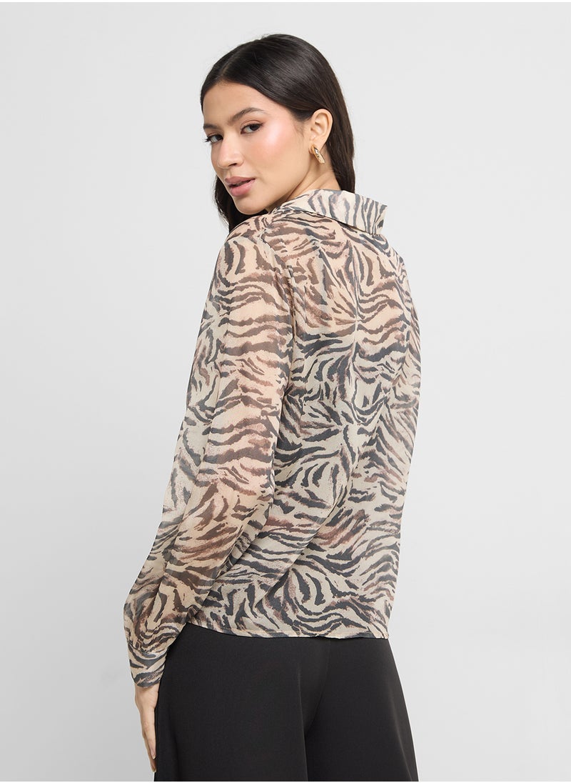 ELLA Animal Print Buton Down Shirt  - Image 2
