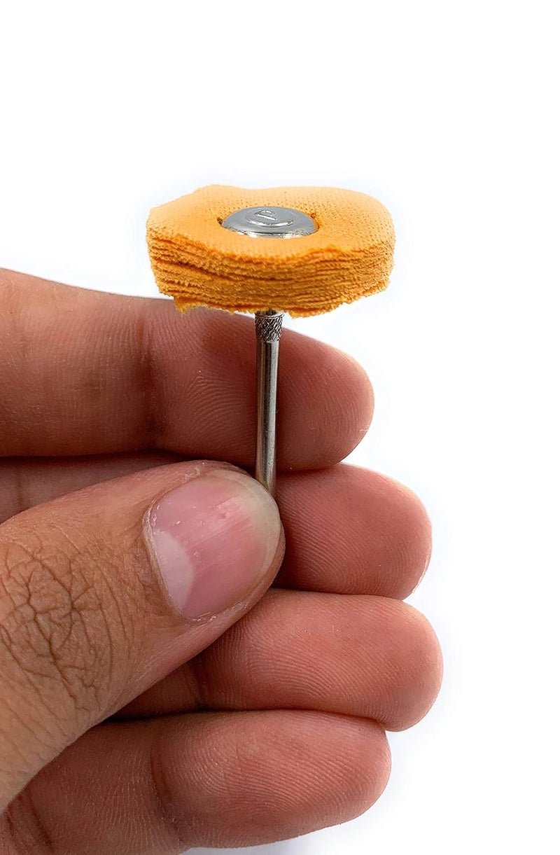 Aone Mounted Muslin Cloth Buff Yellow 5pcs for Polishing/Buffing/Cleaning for Dremel Rotary Tool, Micro Hand Motor, Polishing Motor for Jewellery Making, Watchmaking, Model Making & Hobby Craft DIY - Image 2