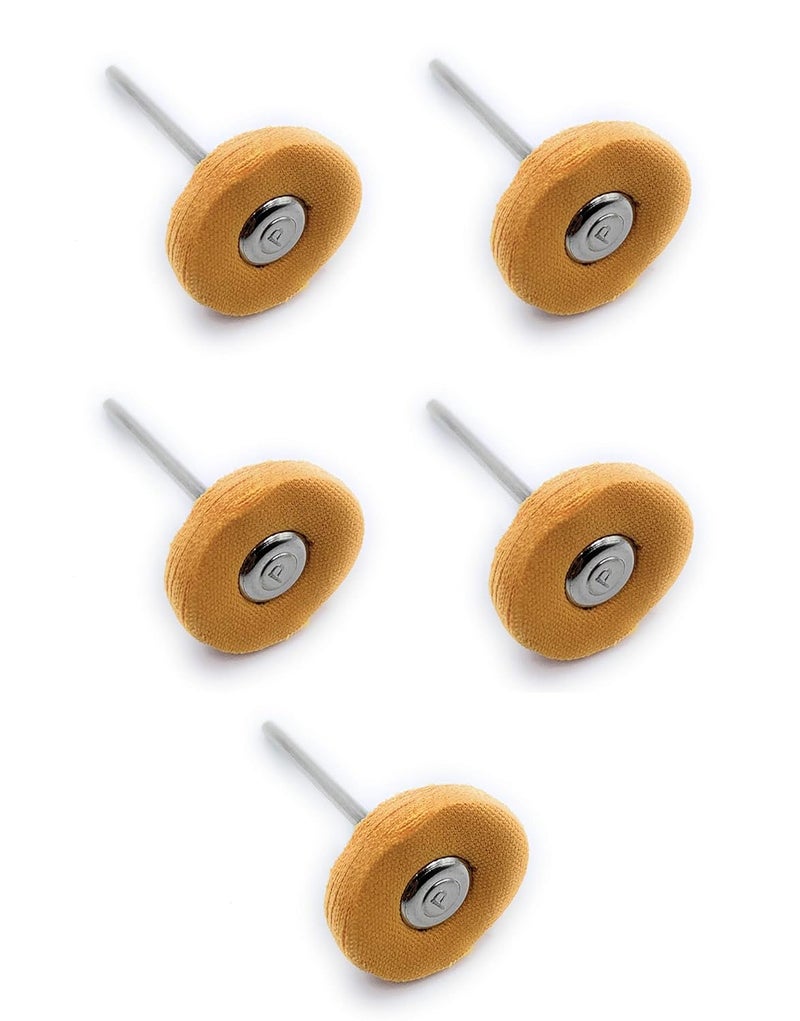Aone Mounted Muslin Cloth Buff Yellow 5pcs for Polishing/Buffing/Cleaning for Dremel Rotary Tool, Micro Hand Motor, Polishing Motor for Jewellery Making, Watchmaking, Model Making & Hobby Craft DIY - Image 1