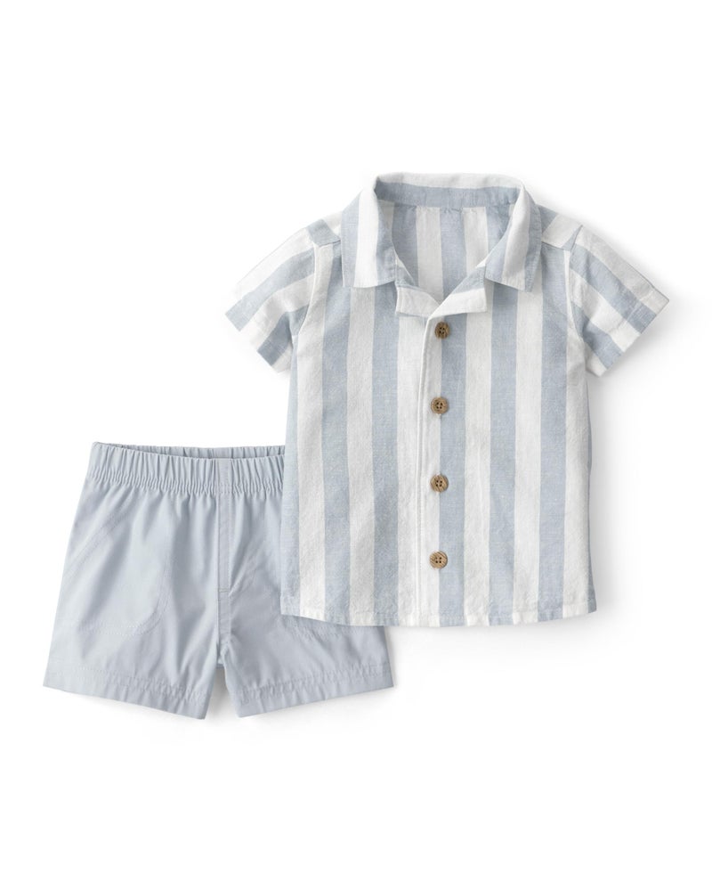 Carter's Boy 2-Piece Short Set, Blue Stripes, 18M
