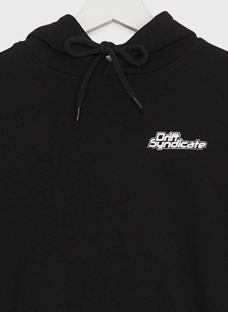 Boys Front And Back Printed Pocket Hoodie