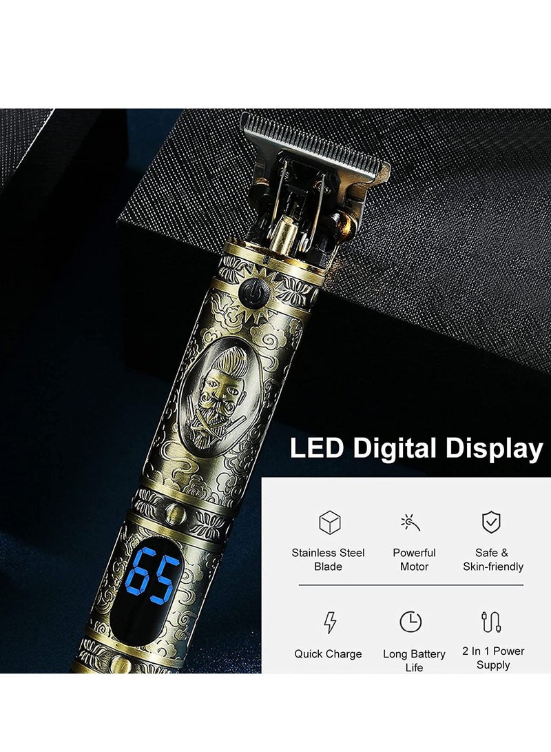 ماكينة حلاقة شعر للرجال مجموعة حلاقة كهربائية ماكينة تشذيب مع مشط توجيهي شاشة LCD قابلة للتعديل لاسلكية وقابلة لإعادة الشحن ماكينة حلاقة كهربائية لمبتدئين صالونات الحلاقة - Image 2