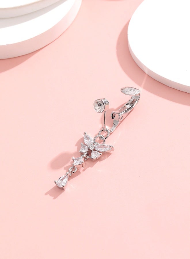 Butterfly Heart Fake Belly Ring for Women,Faux Belly Piercing Jewelry Fake Belly Button Piercing,Clip On Belly Button Rings Non Piercing Jewelry for Women - Image 3
