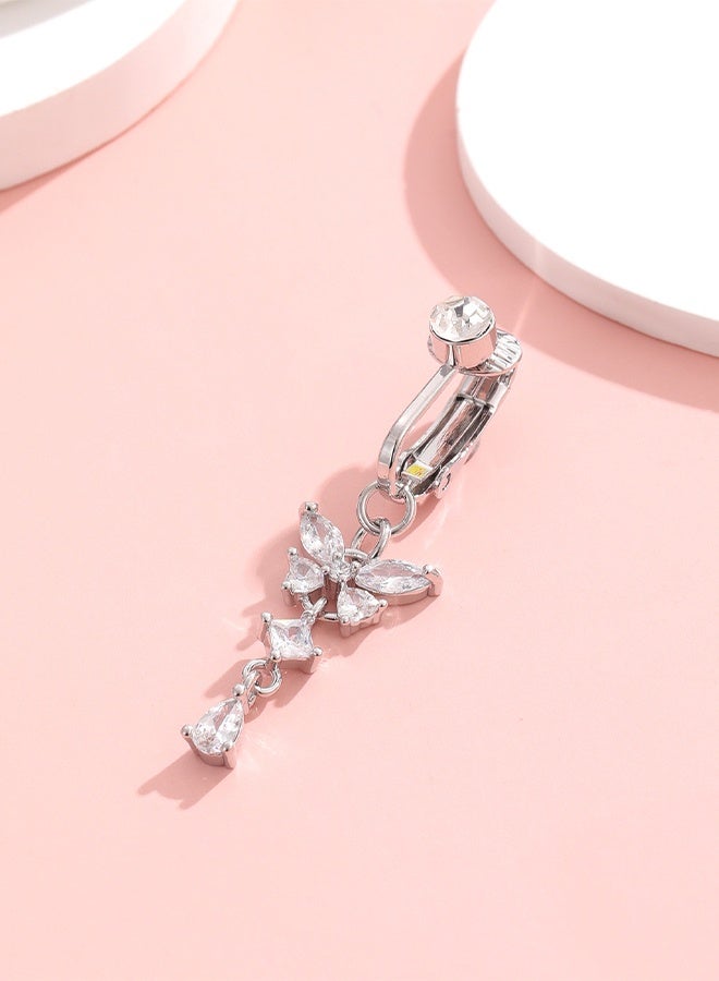 Butterfly Heart Fake Belly Ring for Women,Faux Belly Piercing Jewelry Fake Belly Button Piercing,Clip On Belly Button Rings Non Piercing Jewelry for Women - Image 2
