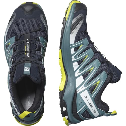 Salomon Men’s XA PRO 3D Trail Running Shoes - Navy Blazer/Hydro/Evening Primrose - 7.5 - Image 4
