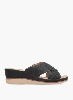Le Confort Women Floral Textured Slip-On Sandals with Wedge Heels  - Image 3