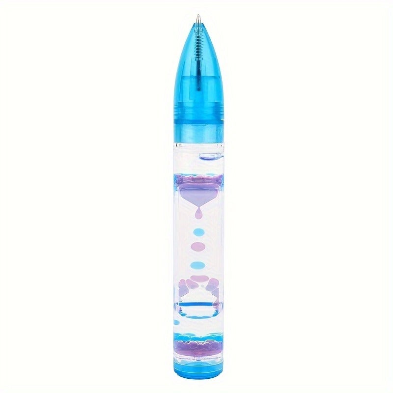 Creative Colorful Oil Drop Pen – Stress Relief Liquid Hourglass Desk Toy for Students - Image 1
