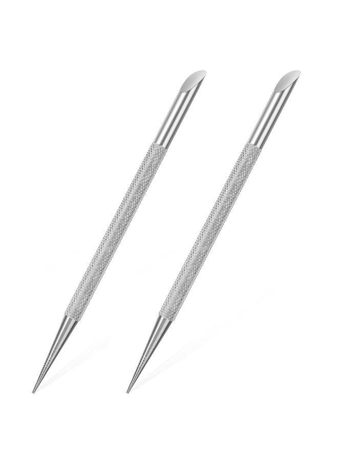 Clofiak 2Pcs Nail Cleaning Cuticle Stick Tool, Stainless Steel Cuticle Pusher, Nail Polish Remover tool, Professional Pedicure Nail Art Care Portable Nail Cleaner for Fingernails Toenails Manicure - Image 1