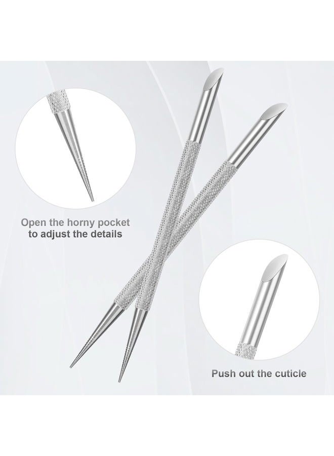 Clofiak 2Pcs Nail Cleaning Cuticle Stick Tool, Stainless Steel Cuticle Pusher, Nail Polish Remover tool, Professional Pedicure Nail Art Care Portable Nail Cleaner for Fingernails Toenails Manicure - Image 4