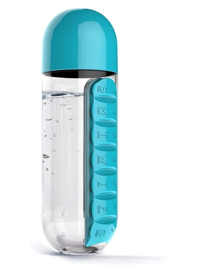 Versatile 2-In-1   Water Bottle Convenient Pill Organizer & Dispenser Stay Hydrated and Organized with 7 Day Medicine Holder