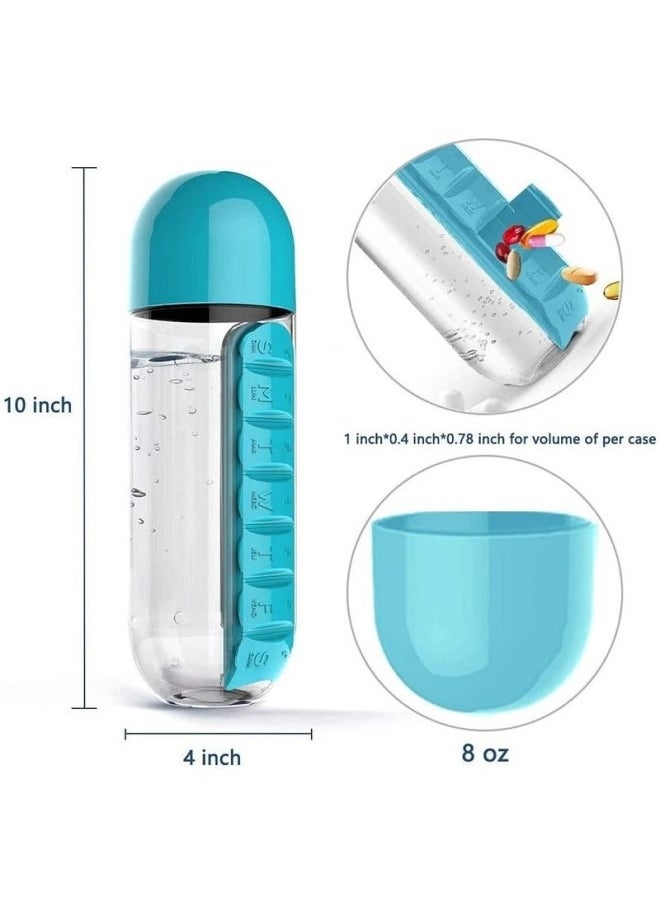 Versatile 2-In-1   Water Bottle Convenient Pill Organizer & Dispenser Stay Hydrated and Organized with 7 Day Medicine Holder