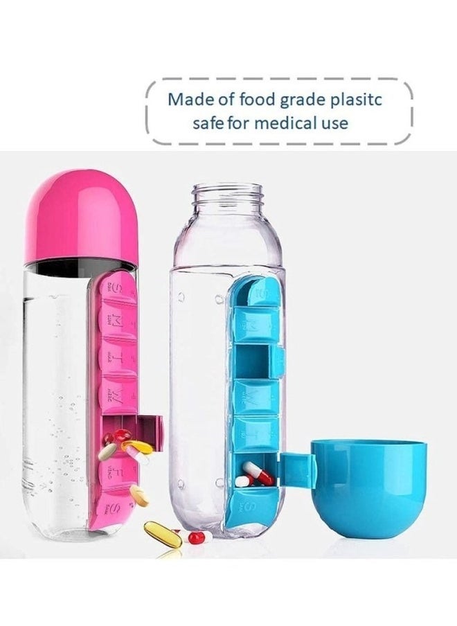 Versatile 2-In-1   Water Bottle Convenient Pill Organizer & Dispenser Stay Hydrated and Organized with 7 Day Medicine Holder