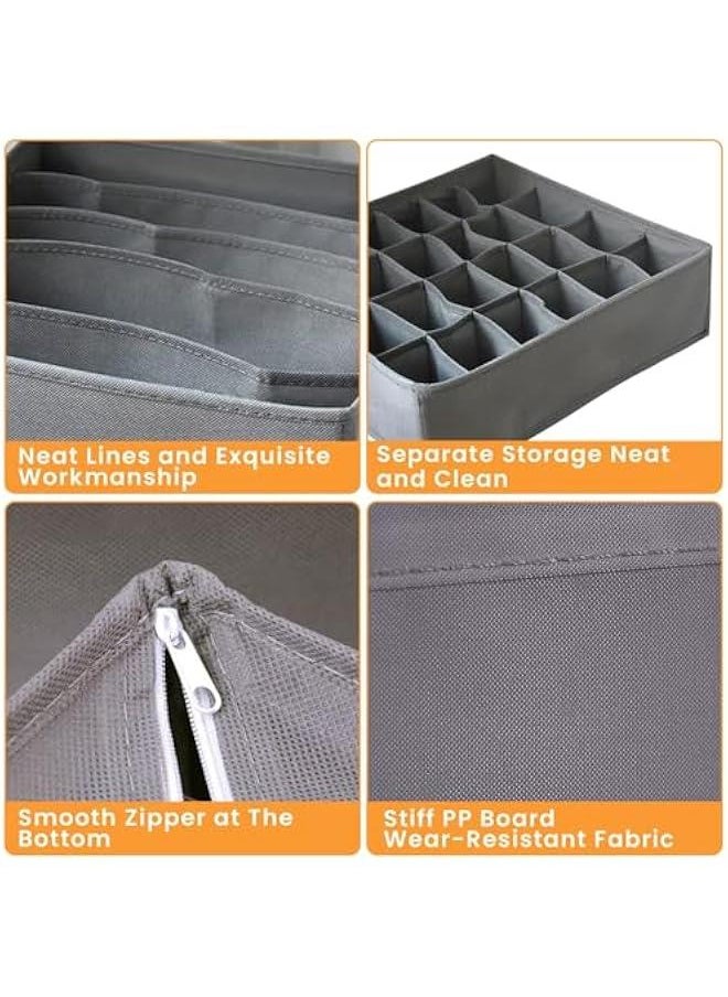 HOOKOR 8 Packs Drawer Organizers for Clothing with 90 Cells Fabric Foldable Grids Dividers Box for Socks,Underwear, Bras and Ties (Grey)  - Image 5
