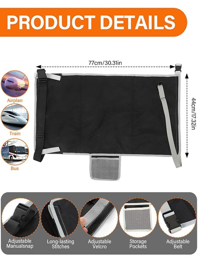 سرير طائرة للطفل الصغير، سرير سفر موسع لمقعد الأطفال مع جيب تخزين، مسند قدمين محمول للرحلات الطويلة لنوم وراحة الرضع، أسود - Image 2