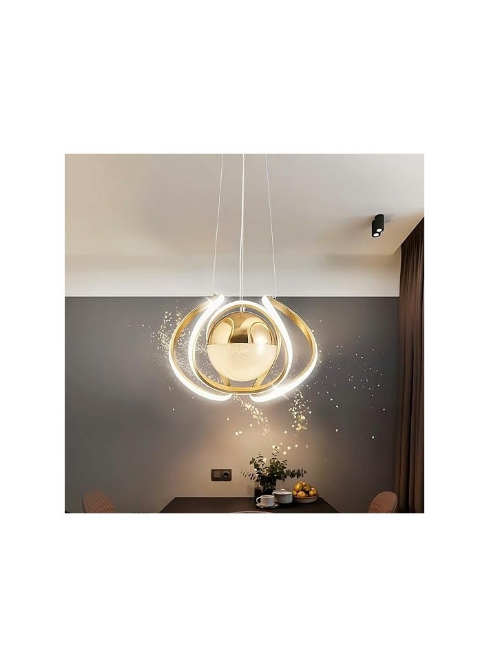 Modern LED Gold Chandelier,3-Color LED Chandelier Ceiling Pendant Light for Bedroom, Living Room, Dining Room, Kitchen Island  - Image 1