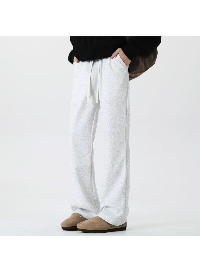 Maybeyond Men's Summer Casual Flared Pants American Style Loose Straight-leg Trousers Cool Draped Curved Blade Pants Mx05 Heather Gray 3XL - Image 3