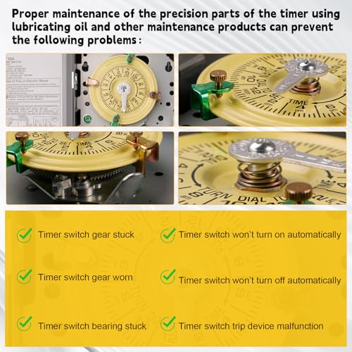 Osyyhe T104M Mechanical Timer Switch (Mechanism Only),208-277 VAC 5HP 40A DPST Pool Pump Timers Replacement,24-Hour 12 ON/Off Electromechanical Timer Switch for Pool Pump Water Heater Lighting - Image 5