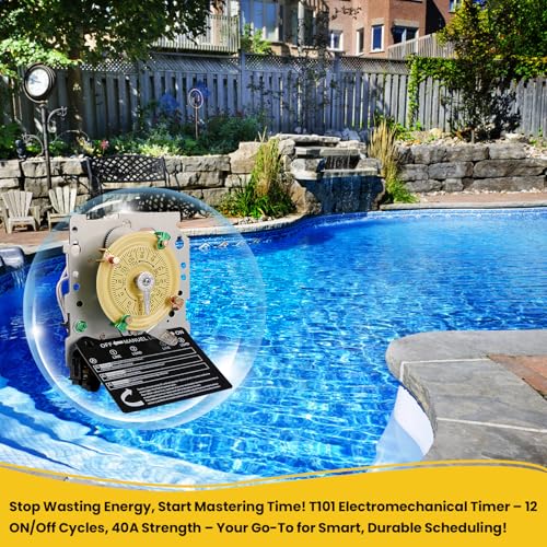 Osyyhe T104M Mechanical Timer Switch (Mechanism Only),208-277 VAC 5HP 40A DPST Pool Pump Timers Replacement,24-Hour 12 ON/Off Electromechanical Timer Switch for Pool Pump Water Heater Lighting - Image 2